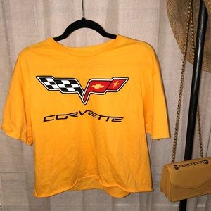 Yellow Corvette symbol crop top